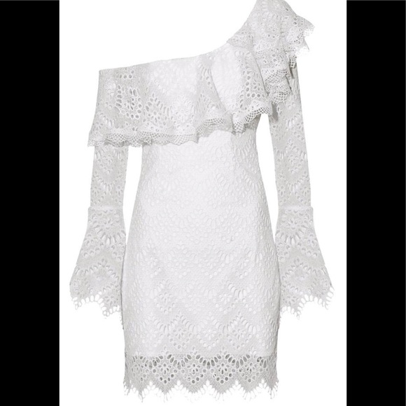 Nicholas one shoulder ruffled lace dress - Picture 1 of 7